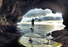 Pack boat trip caves + beach + snorkel and Paddle surf excursion north coast (marine reserve)