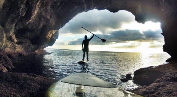 Pack boat trip caves + beach + snorkel and Paddle surf excursion north coast (marine reserve)